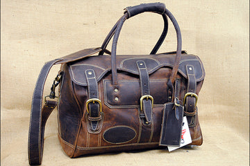 15”W x 10”H x 8”D Leather Duffle Bag 15 Inches